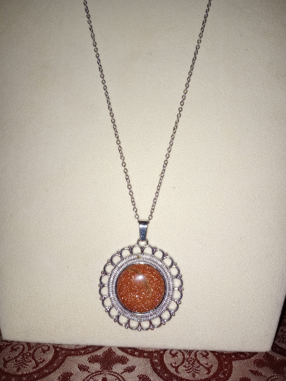 Goldstone Round Pendant Necklace - Women Jewelry